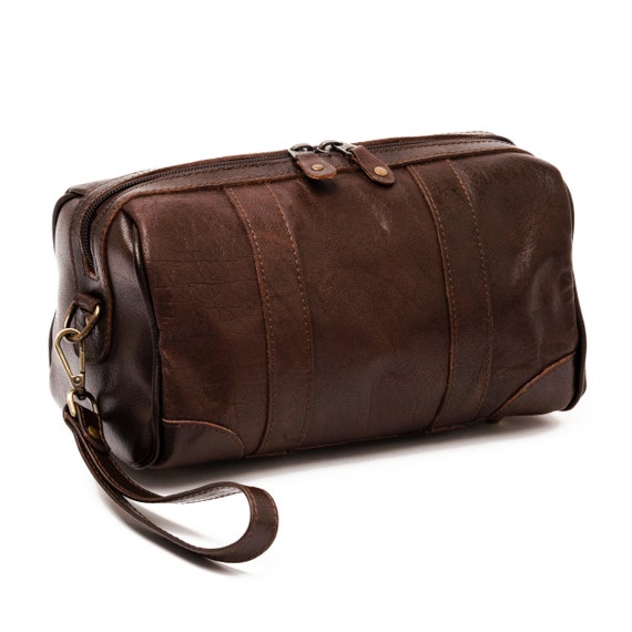 mens leather toiletry bag