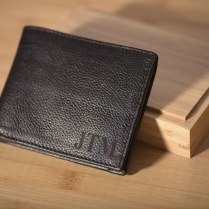 Cartera de cuero para hombre, regalos de aniversario de cuero, cartera de cuero personalizada, cartera con monograma para hombre, para él, papá, novio, cartera personalizada imagen 4