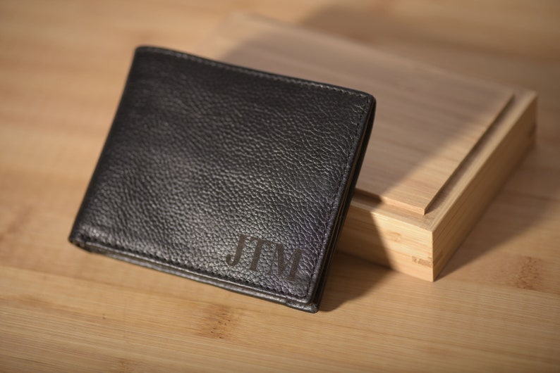 Cartera de cuero para hombre, regalos de aniversario de cuero, cartera de cuero personalizada, cartera con monograma para hombre, para él, papá, novio, cartera personalizada imagen 4