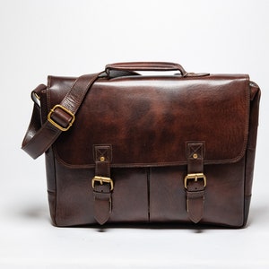 Leather Briefcase for Men, Full Grain Leather Messenger Bag, 15 Inch ...