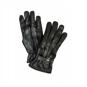 Gants d'hiver chauds pour hommes, James (noir) - Gants en cuir de chèvre  pour hommes avec doublure en laine et fonction écran tactile