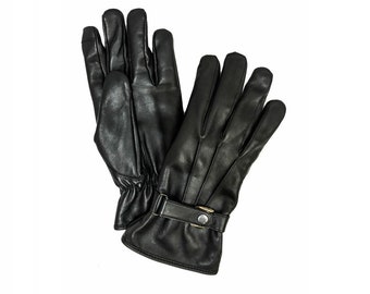 Gants d'hiver en cuir pour hommes, Gants en cuir noirs, Gants en cuir pour hommes, Cadeaux pour homme, Cadeaux de Noël, Gants en cuir doublés de Thinsulate