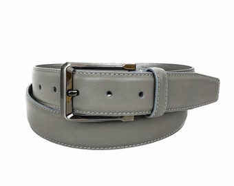 Full Grain Leather Belt, Grey Leather Belt Men, Groomsmen Gift, Gifts For Men, Mens Dress Belt, Casual Belt, Monogram Leather Belt