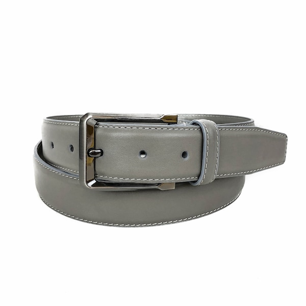 Full Grain Leather Belt, Grey Leather Belt Men, Groomsmen Gift, Gifts For Men, Mens Dress Belt, Casual Belt, Monogram Leather Belt
