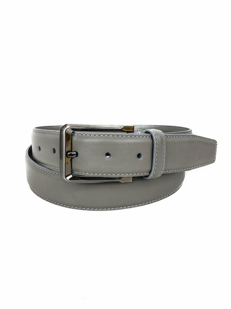 Full Grain Leather Belt Grey Leather Belt Men Groomsmen Etsy Canada