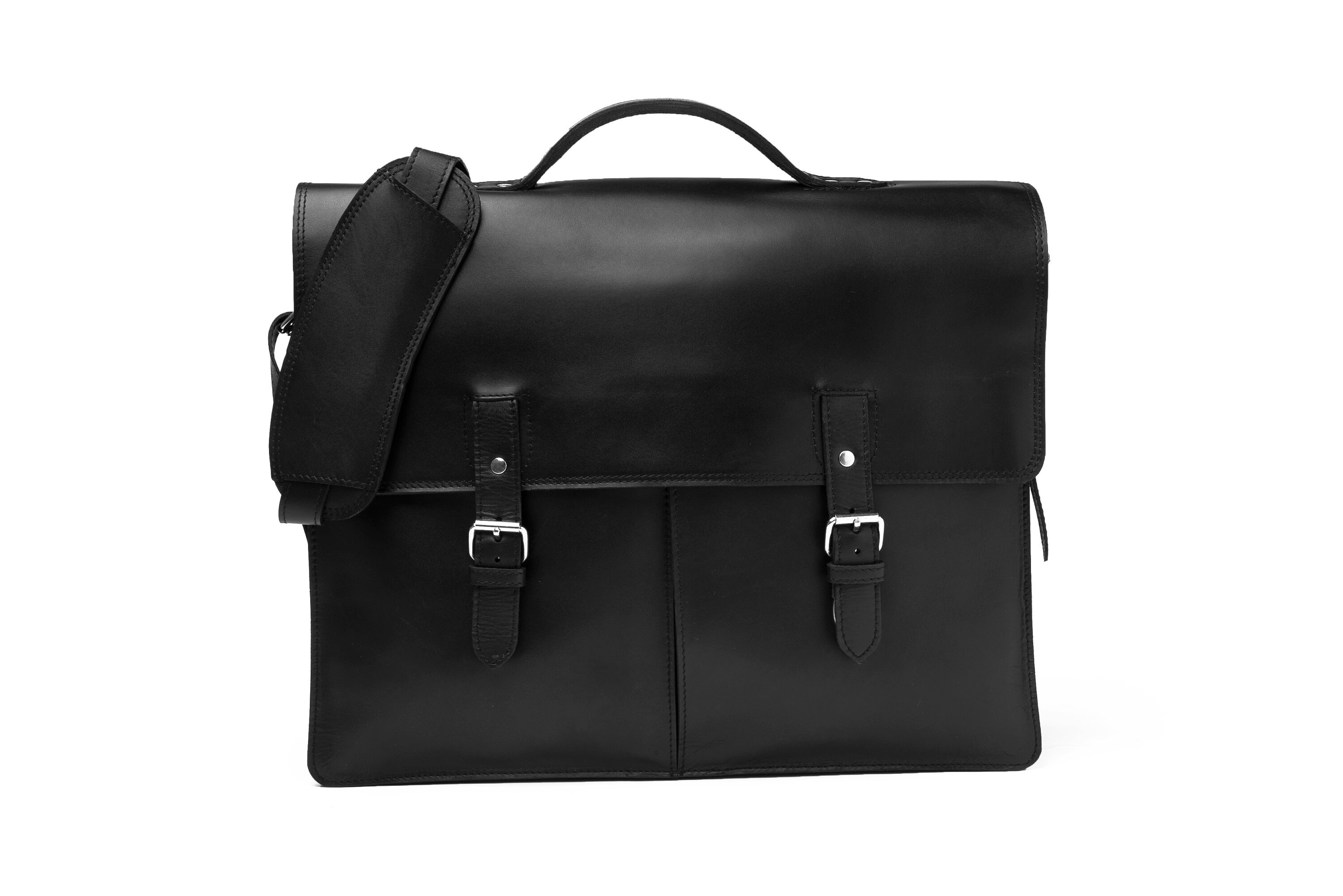 Leather Briefcase With Trolley Sleeve Full Grain Leather Etsy