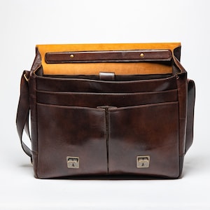 Leather Briefcase For Men, Full Grain Leather Messenger Bag, 15 Inch Laptop Bag, Leather Satchel Men, Graduation Gifts, Gifts For Men image 4