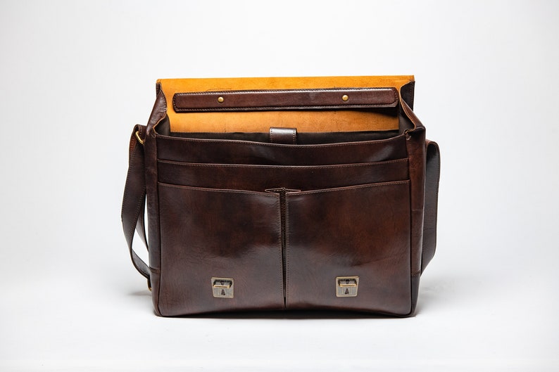 Leather Briefcase For Men, Full Grain Leather Messenger Bag, 15 Inch Laptop Bag, Leather Satchel Men, Graduation Gifts, Gifts For Men image 4
