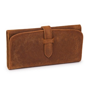 Portefeuille à trois volets en cuir personnalisé fabriqué à la main - Accessoire élégant pour femme - Cadeau parfait pour elle - Design minimaliste