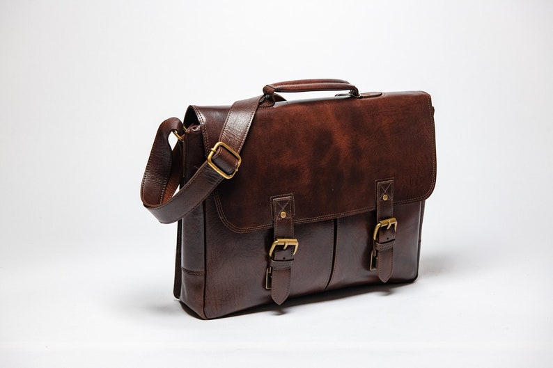 Leather Briefcase For Men, Full Grain Leather Messenger Bag, 15 Inch Laptop Bag, Leather Satchel Men, Graduation Gifts, Gifts For Men Brown