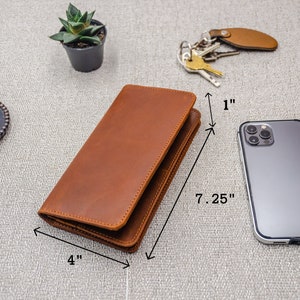 Personalized Leathet Wallet Women, Full Grain Leather Long Wallet with ID and Phone Compartment, Gifts For Her image 3