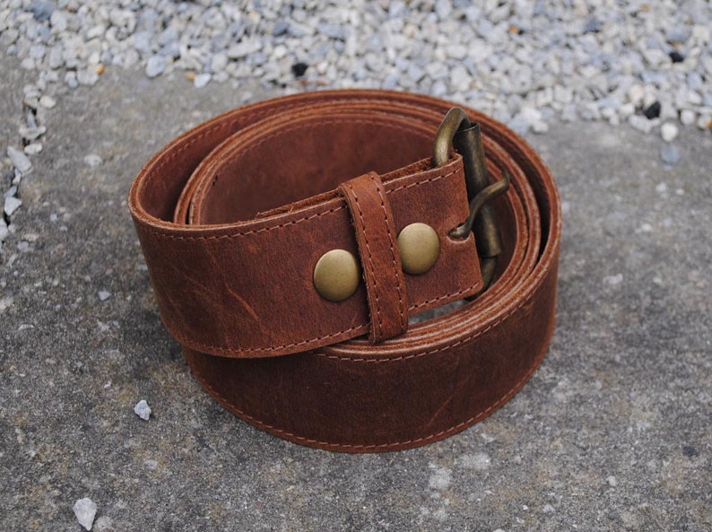 Full Grain Leather Belt Distressed Leather Belt Brown | Etsy