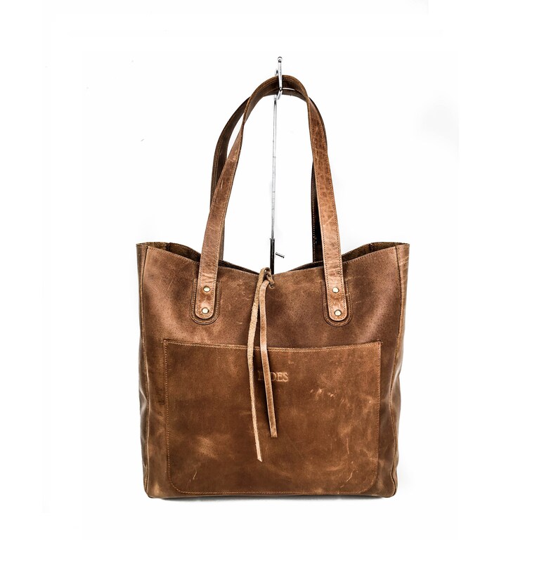 full grain leather tote bag