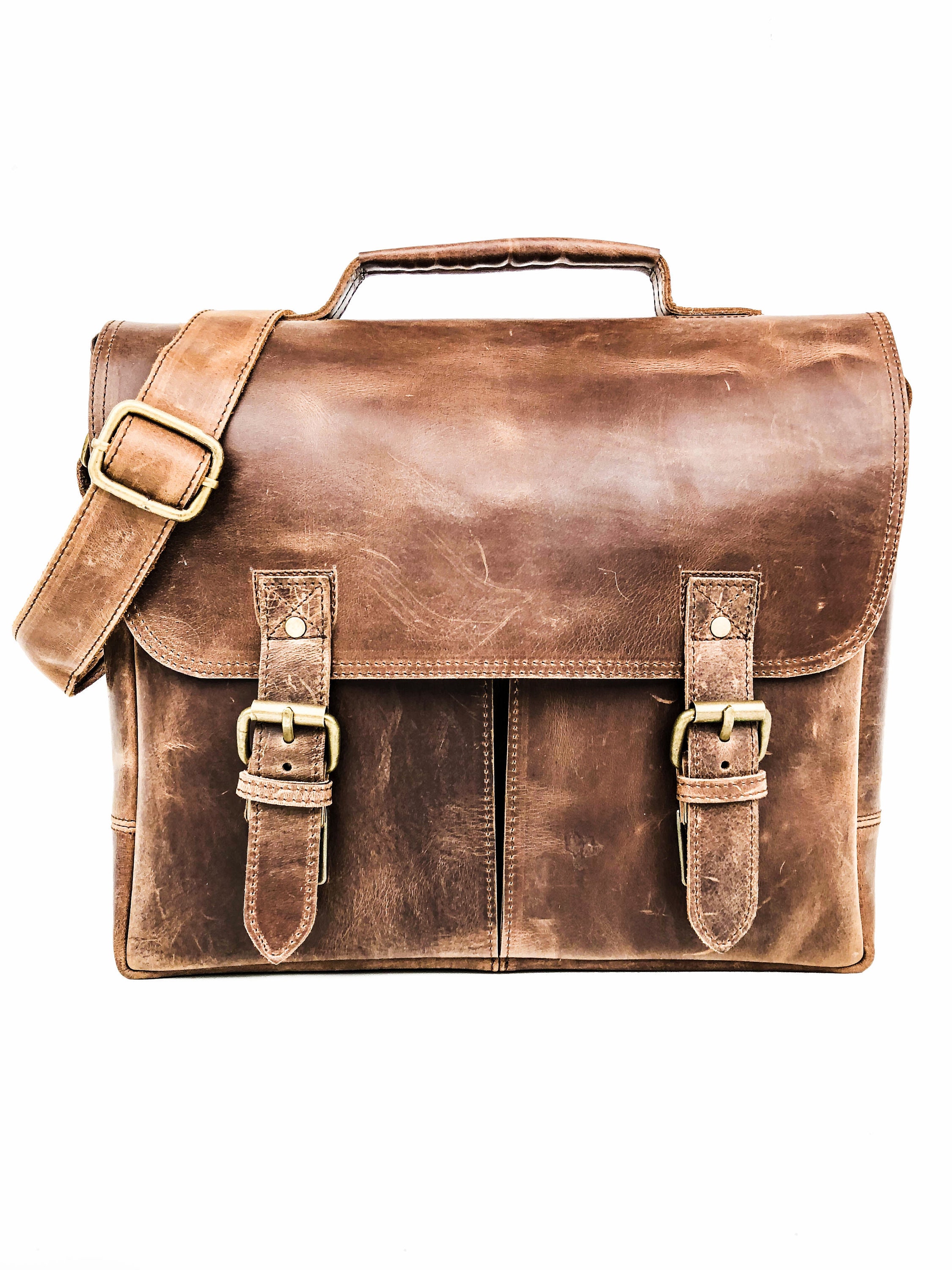 Genuine Brown Leather Messenger Bag — High On Leather