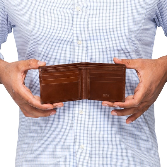 Full Grain Leather Wallet Men, Personalized Leather Bifold Wallet, Custom Engraved Wallet, Leather Anniversary Gifts For Men, Groomsmen Gift