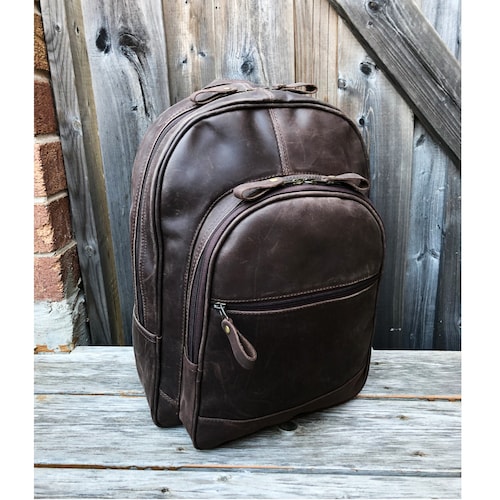 Brown Leather Laptop Backpack Men. Travel Rucksack Handmade - Etsy