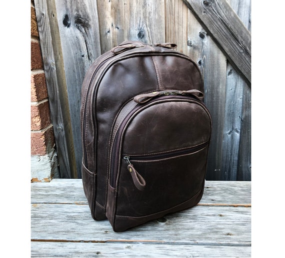 Leather Zipper Backpack - Handmade Leather Bag