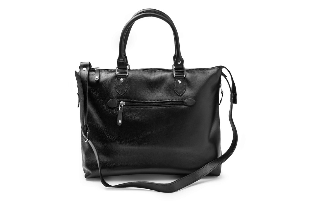 Leather Tote Bag Crossbody, Personalized Tote Bag With Zipper Closure