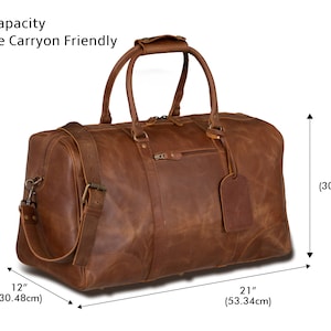 Personalized Leather Duffle Bag Men Monogram Duffel Full Grain Leather Weekender Travel Bag Groomsmen Gift Christmas Gifts for Him Boyfriend image 7