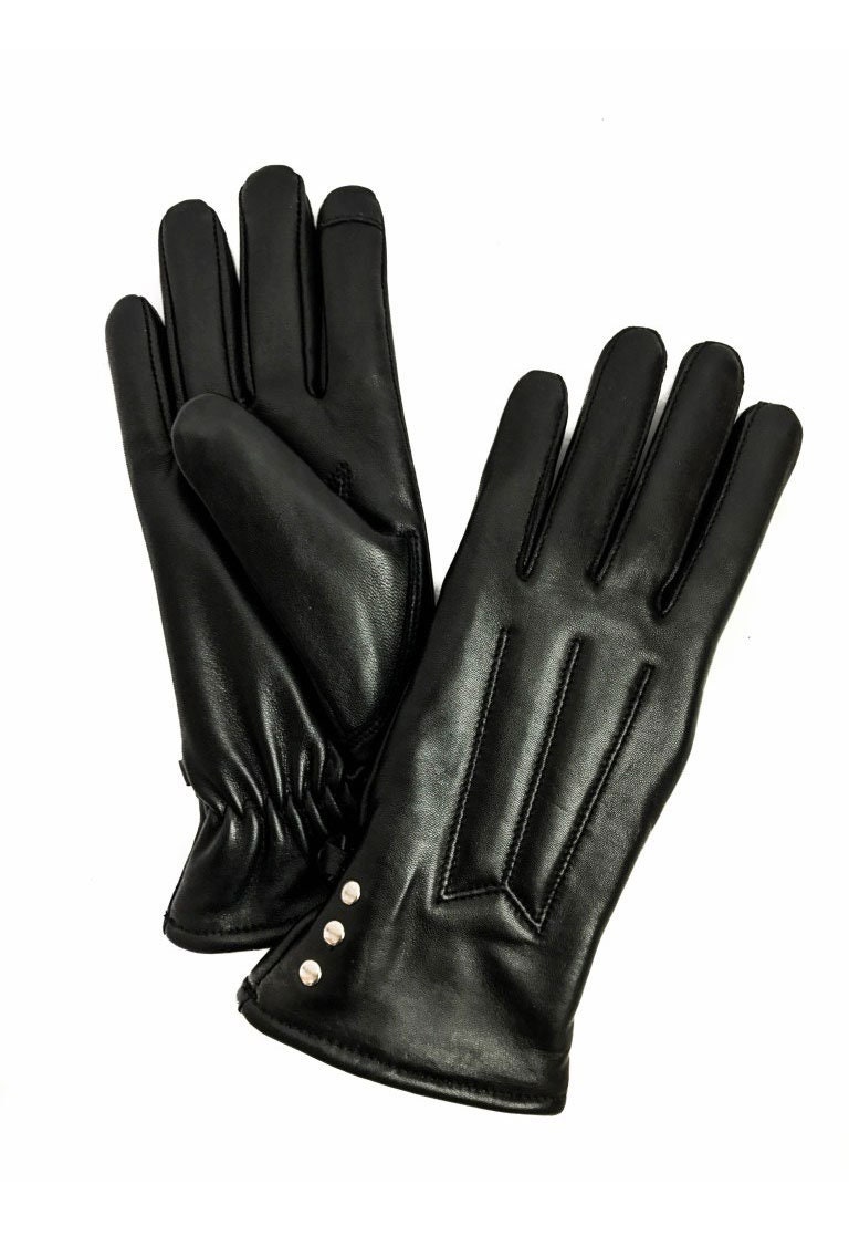 Leather Gloves Women Black Leather Gloves Winter Gloves | Etsy