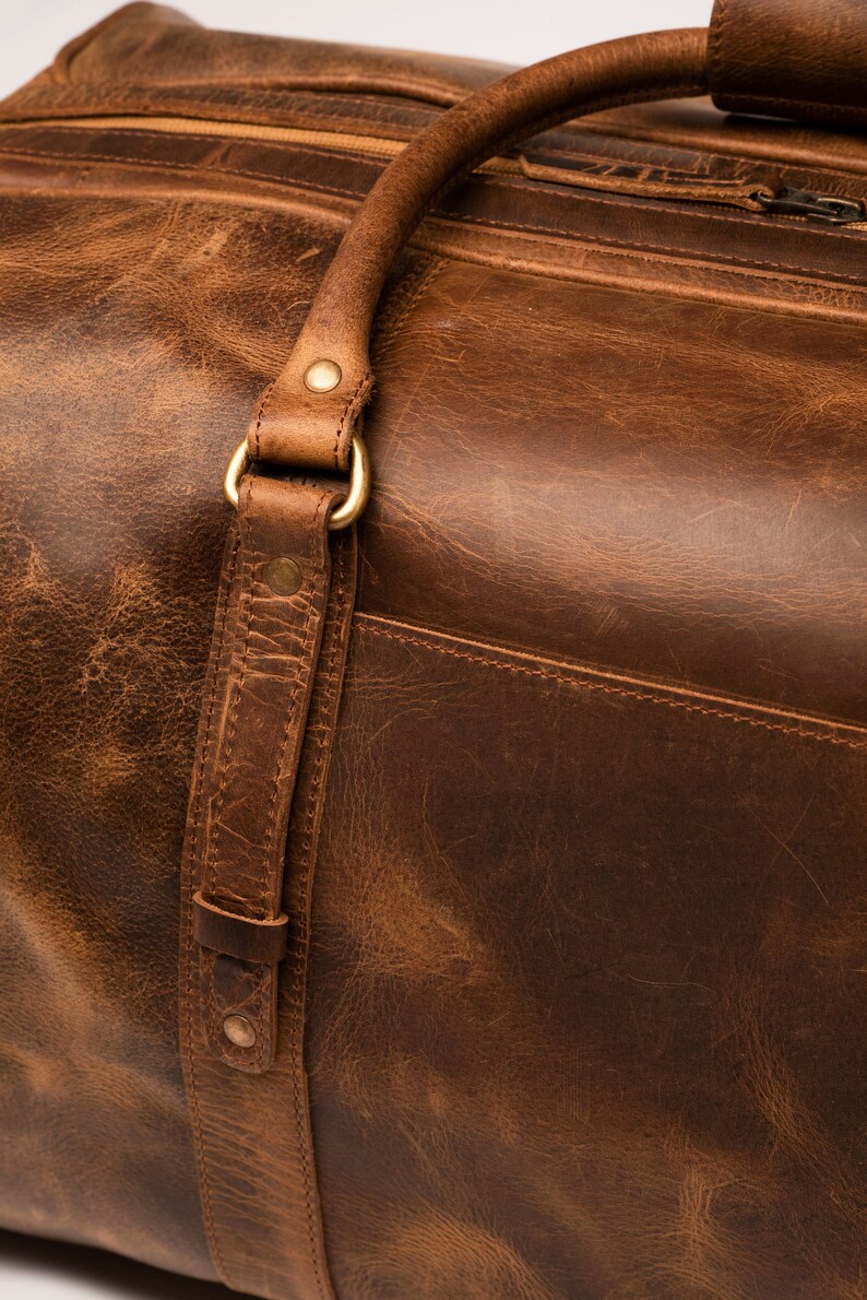 Leather Duffle Bag Men Full Grain Leather Personalized Duffel Etsy