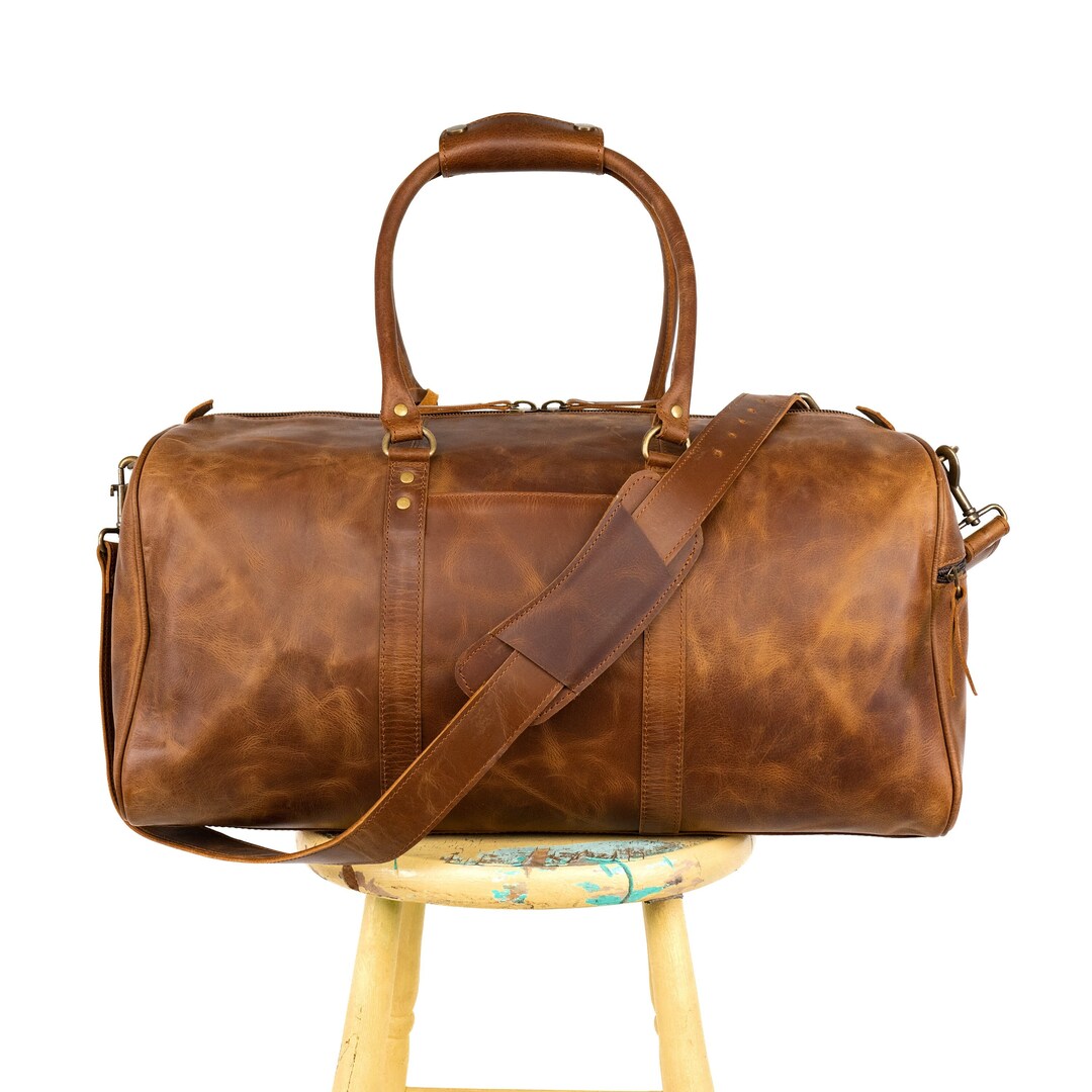 Leather Duffle Bag Men, Full Grain Leather Weekender Bag, Personalized