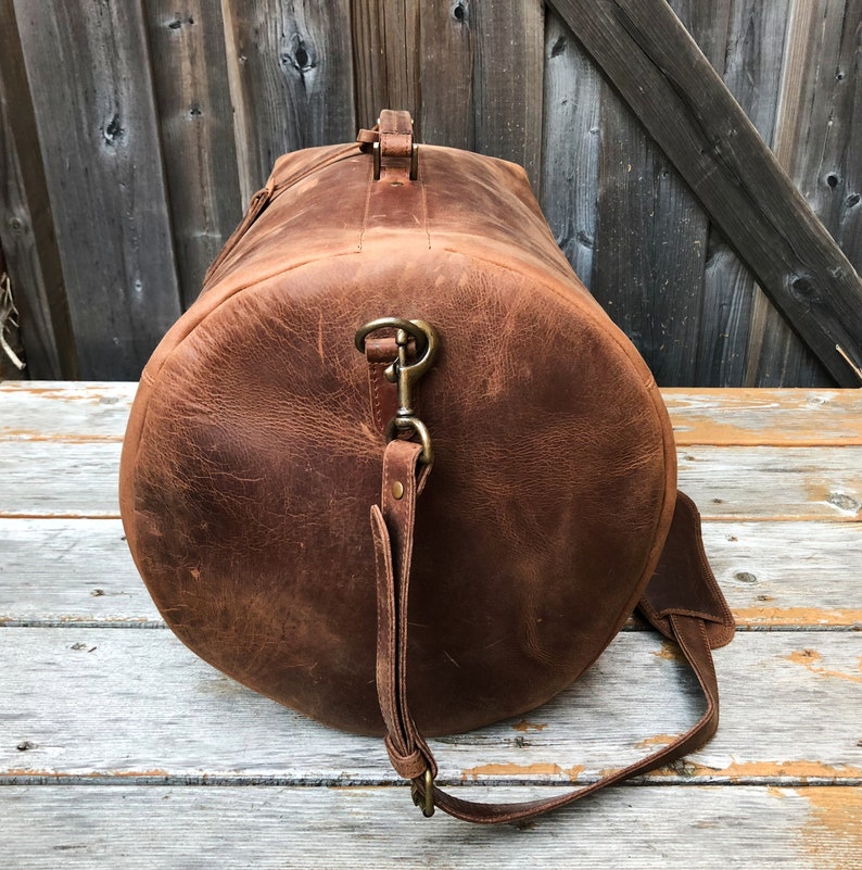 Leather Duffle Bag Men Personalized Military Style Travel Etsy
