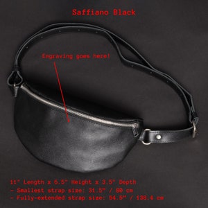Leather Bumbag For Women Monogrammed Fanny Pack Full Grain Leather Belt Bag Personalized Hip Bag Christmas Gifts Anniversary Gifts For Her Saffiano Black