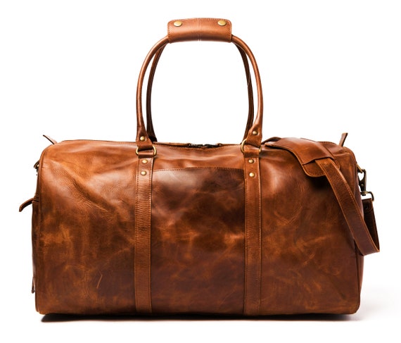 Personalised leather duffle bag sale