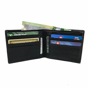 Billetera de cuero de grano completo, Billetera de cuero personalizada, Billetera de cuero negra, Billetera personalizada para hombres, Billetera de cuero delgada, Billetera delgada