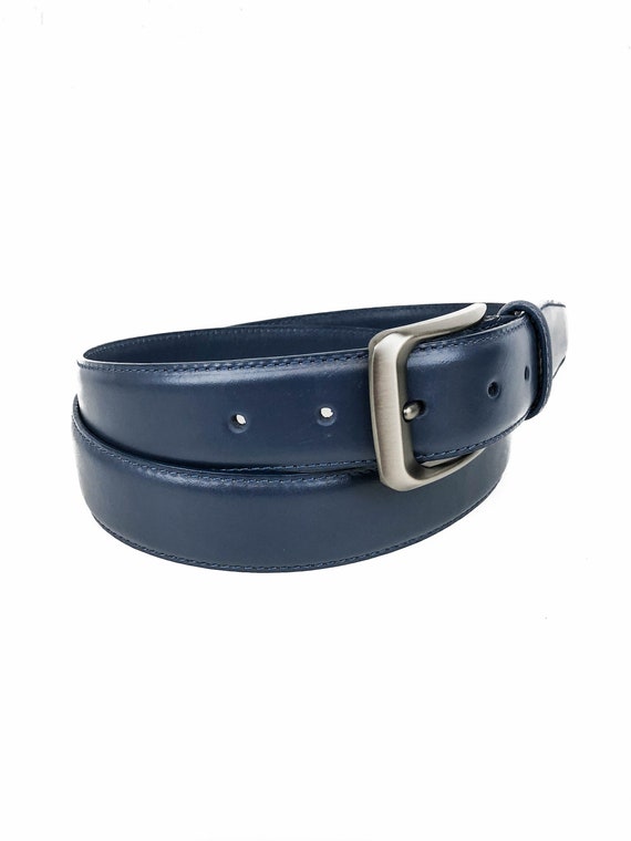 Full Grain Leather Belt Blue Leather Belt Men Groomsmen 