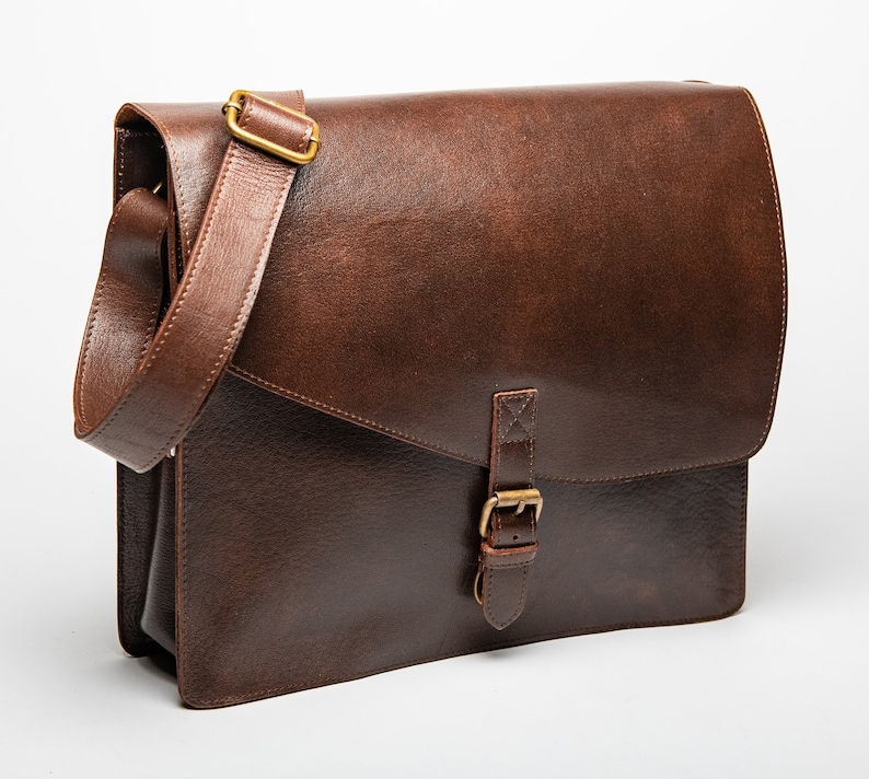 Leather Messenger Bag Men Full Grain Leather Laptop Bag Etsy Canada