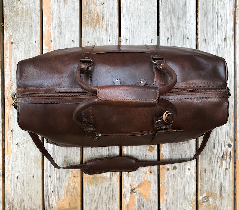 Leather Duffle Bag Men Personalized Handmade Weekender Bag Etsy