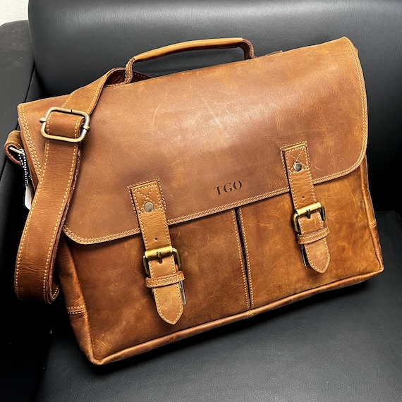  Full Grain Leather Crossbody Messenger Bag for Men Small Retro  Satchel Flap Shoulder Bag Fits 10 Tablet, Brown