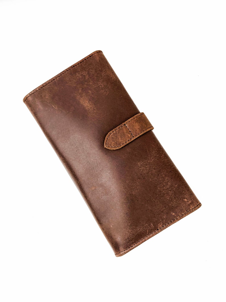Personalized Full Grain Leather Trifold Wallet for Women - Fits Checkbook, iPhone, Cards - Minimalist Design, Cash Organizer - Ladies' Gift image 4