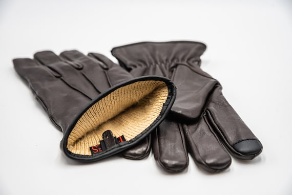 Guantes de cuero hombres, guantes de invierno forro premium