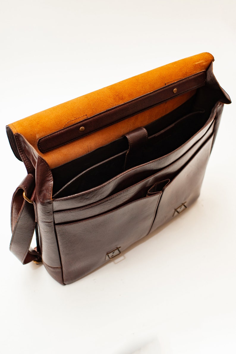 Leather Briefcase For Men, Full Grain Leather Messenger Bag, 15 Inch Laptop Bag, Leather Satchel Men, Graduation Gifts, Gifts For Men image 5