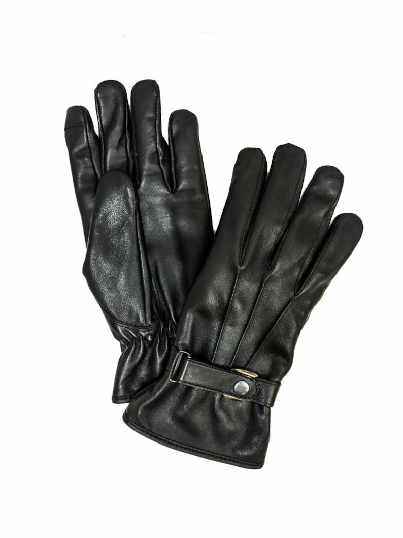 Leather Winter Gloves Men Black Leather Gloves Mens Leather Etsy Canada