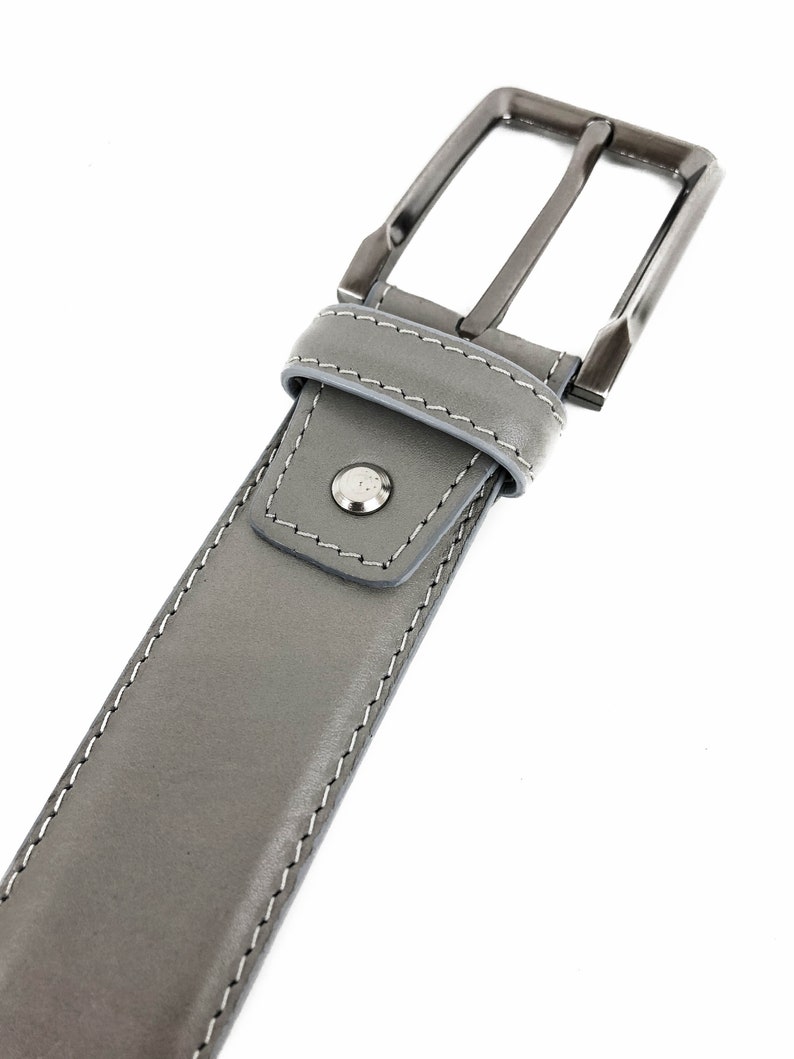 Full Grain Leather Belt Grey Leather Belt Men Groomsmen Etsy Canada