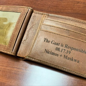 Cartera de cuero para hombre, regalos de aniversario de cuero, cartera de cuero personalizada, cartera con monograma para hombre, para él, papá, novio, cartera personalizada imagen 3