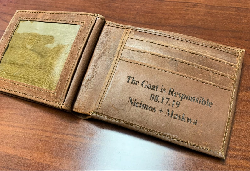 Cartera de cuero para hombre, regalos de aniversario de cuero, cartera de cuero personalizada, cartera con monograma para hombre, para él, papá, novio, cartera personalizada imagen 3