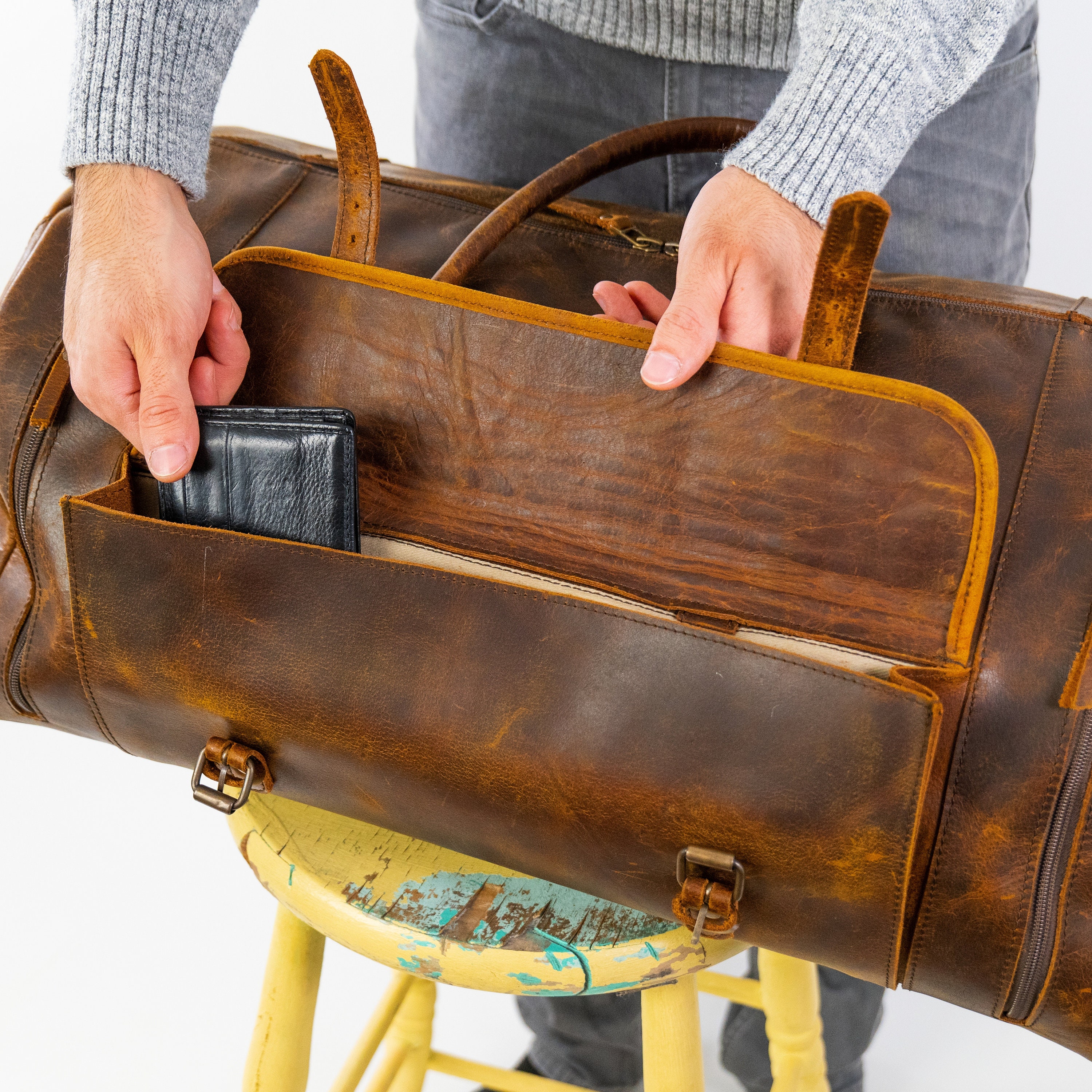 Kodiak cheap leather duffle