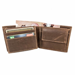 Monedero de cuero de grano completo, Monedero de cuero personalizado, Monedero de cuero desgastado, Monedero de cuero hecho a mano, Monedero de cuero para cambio