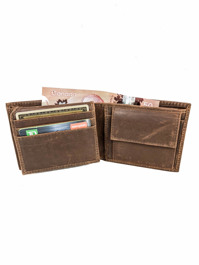 Full Grain Leather Wallet Coin, Personalized Leather Wallet, Distressed ...