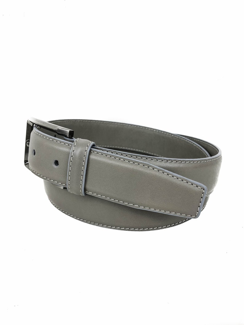 Full Grain Leather Belt Grey Leather Belt Men Groomsmen Etsy Canada