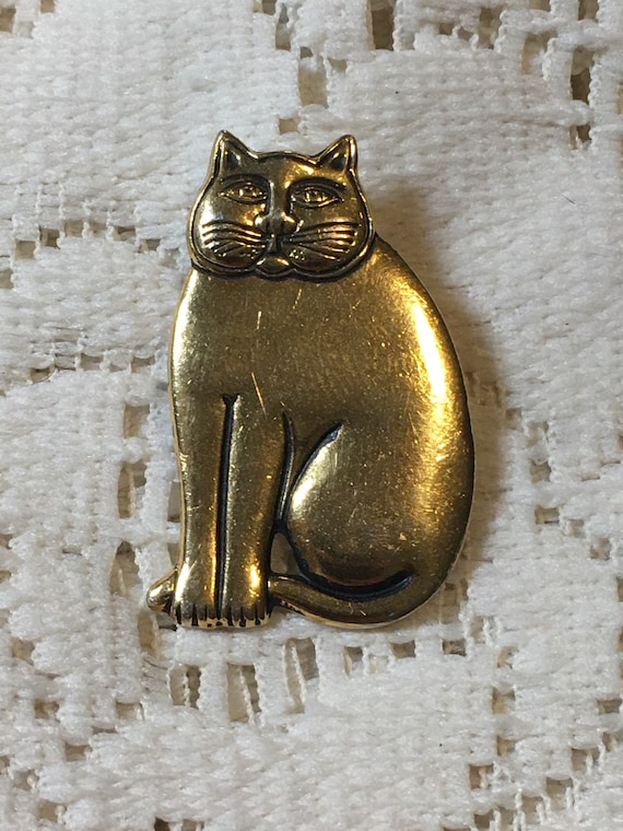 Laurel Burch Gold Tone Cat Brooch