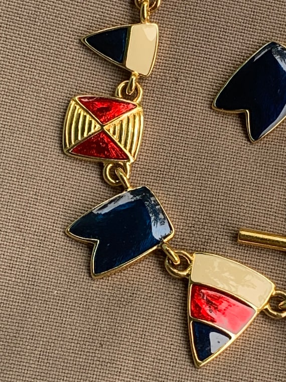 Trifari Nautical Flag Necklace and bracelet set w… - image 4