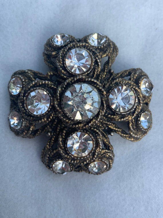 HAR Maltese cross rhinestone brooch - image 1