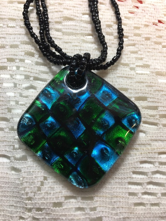 Multi strand beaded art glass necklace - image 1