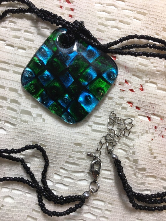 Multi strand beaded art glass necklace - image 2